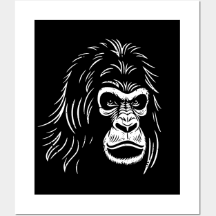 Powerful Gorilla Head Design - distressed Posters and Art